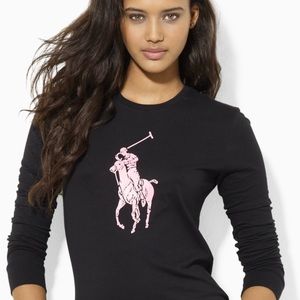 Pink Pony Polo by Ralph Lauren black jersey top. Never been worn. Size xs.